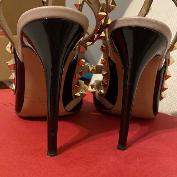 Valentino Rockstud Black Pumps Patent Ankle Strap - Picture 7 of 9